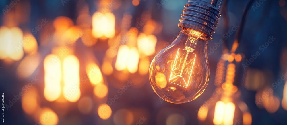 Poster conceptual representation of agile software development with glowing light bulbs symbolizing innovat
