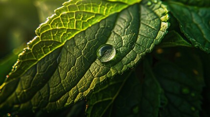 A Water Drop on a Beautiful Leaf