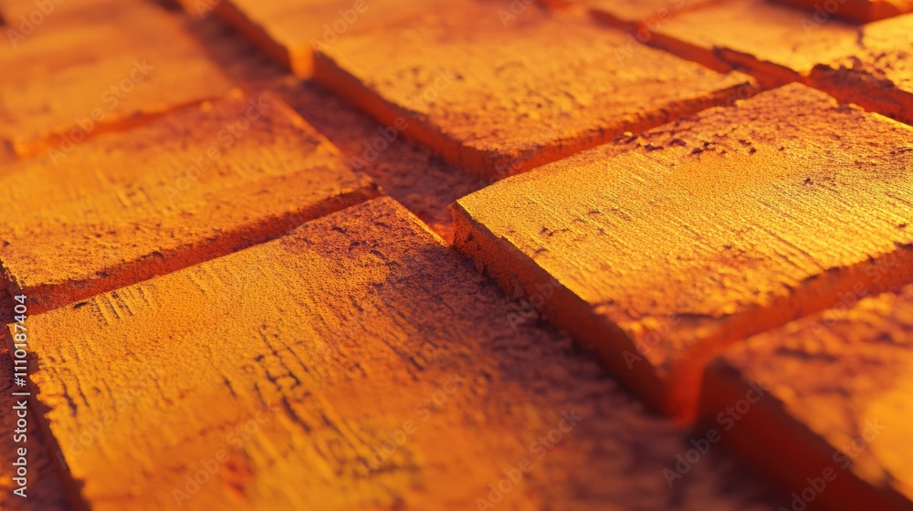 Poster textured close-up of weathered orange bricks with a grainy surface creating an industrial and rustic