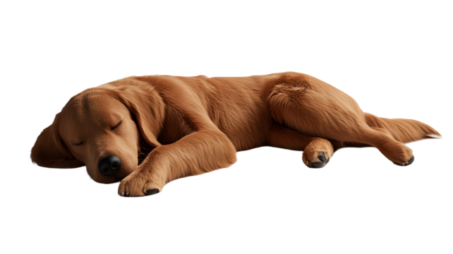 A sleeping golden retriever in a relaxed pose.