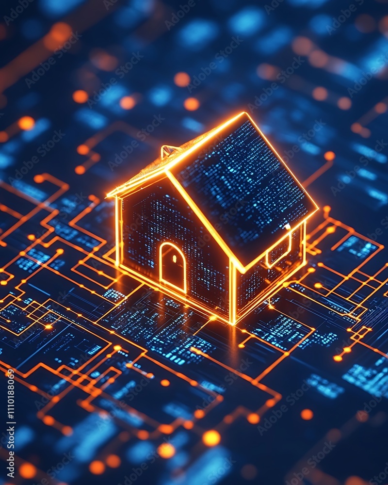 Poster ai powered financial, modern technology in mortgage approvals: ai securing efficient processes with 