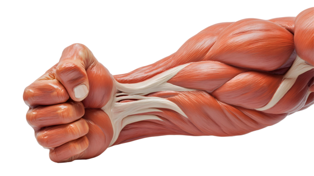Anatomical depiction of a muscular arm.