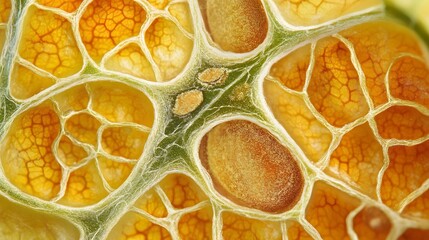 Fototapeta premium Intricate texture of a slice revealing the inner structure of a citrus fruit close-up