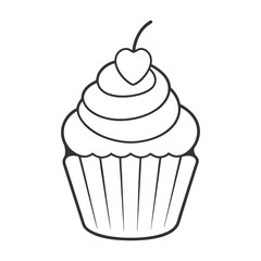 Playful Lineart Pastel Cupcake Illustration with Smooth Layers and Glossy Frosting.