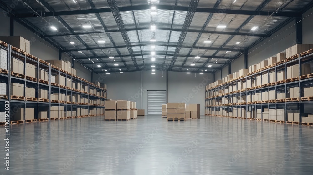Aufkleber data processing and digital interface concept in a spacious and organized warehouse environment for 