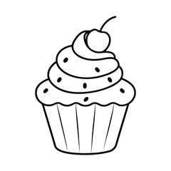 Playful Lineart Pastel Cupcake Illustration with Smooth Layers and Glossy Frosting.