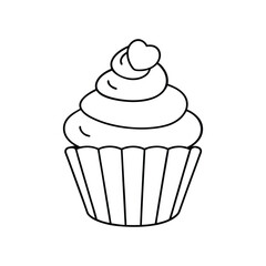 Playful Lineart Pastel Cupcake Illustration with Smooth Layers and Glossy Frosting.