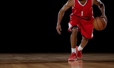 Fototapeta premium Young male basketball player playing game on court, Generative AI 