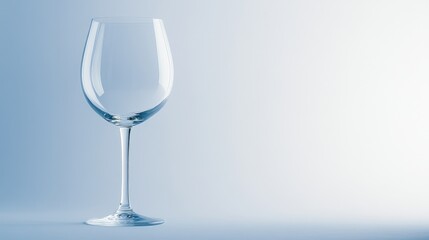 Obraz premium Elegant empty wine glass isolated on a soft blue background perfect for showcasing beverages or beverage-related designs and concepts
