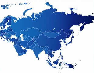 Obraz premium Blue gradient of Asia map on white background