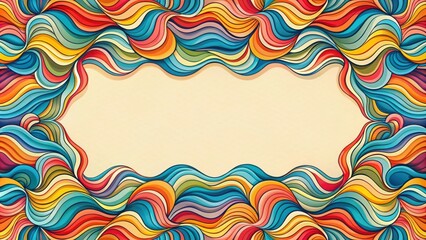 Abstract Colorful Wavy Frame with Blank Center for Text, Design, or Image