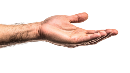 Open hand gesture suggesting offering or receiving.