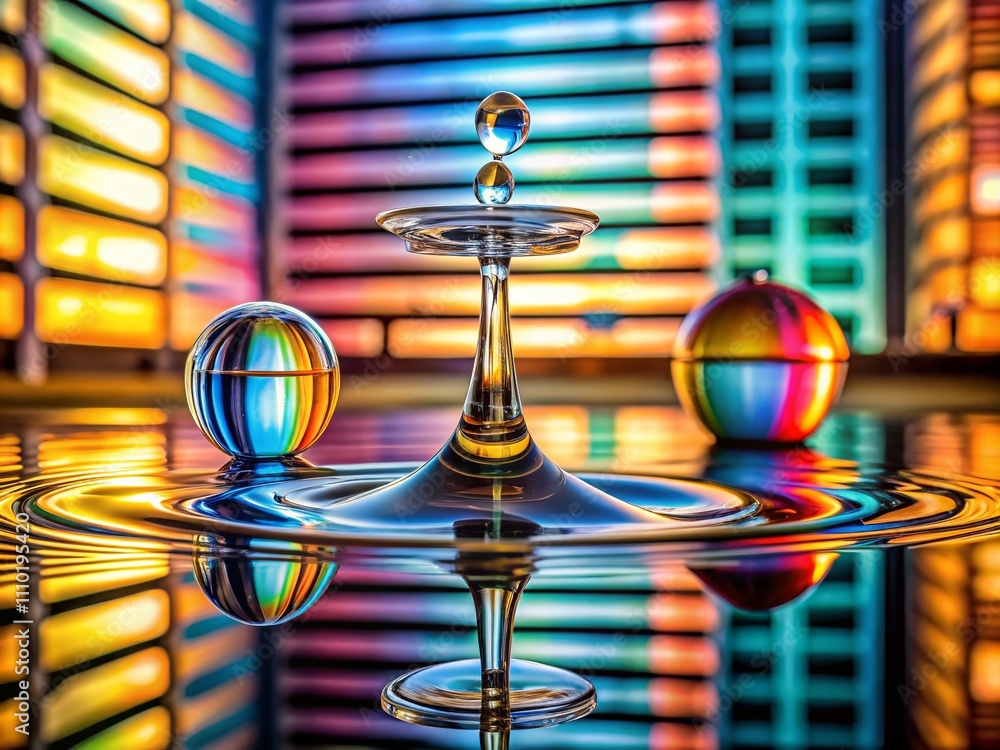 Poster a mesmerizing capture of a drop of liquid gracefully falling into a series of small glass containers