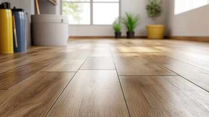 Laminate and Vinyl Flooring Installation Tools in a Modern Industrial Room Setup