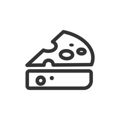 Piece of cheese icon with wedge shape and holes for dairy product illustration