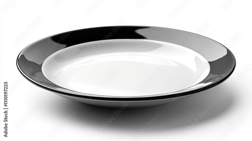 Poster elegant black and white empty plate isolated on a pristine background for culinary presentations or 