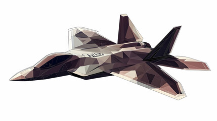 A low-poly design of a modern fighter jet showcasing a sleek, angular aesthetic.