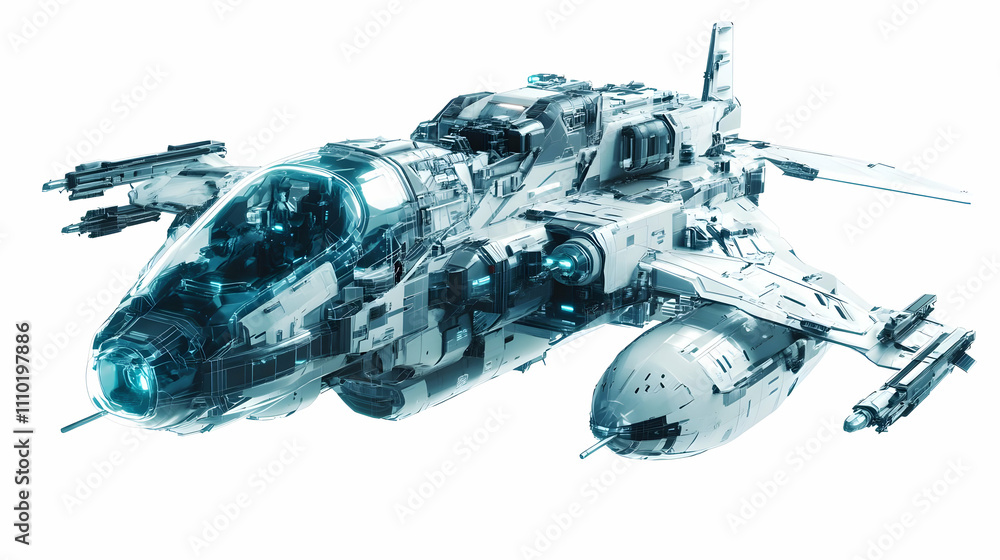 Aufkleber a futuristic spacecraft with advanced technology and sleek design for space exploration.