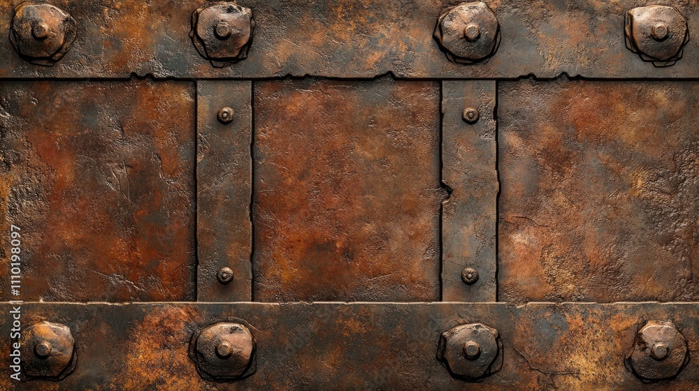 Aufkleber Rusty Iron Sheet Texture with Metal Rivets for Background or Design Use