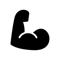 Bicep icon with muscular hand for strength or fitness