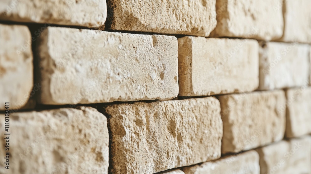 Poster textured stone wall with neatly arranged blocks showcasing a rustic and durable construction aesthet