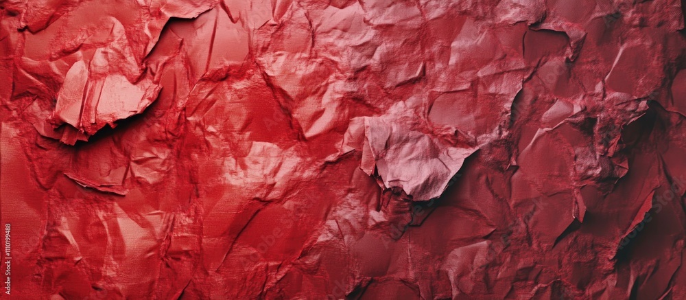 Poster Textured red paper background with crumpled surface for design and creative projects.