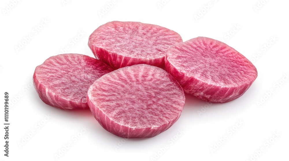 Poster sliced shallot or red onion from farm market on a clean white background showcasing fresh vegetables
