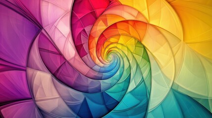 Obraz premium A vivid depiction of abstract, multi-colored fractals blending into a unified, radiant spiral on a smooth backdrop
