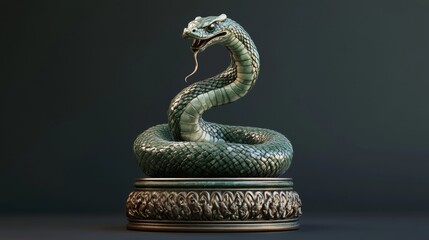 Detailed 3D Artwork of a Snake Made from Jade in Realistic Style