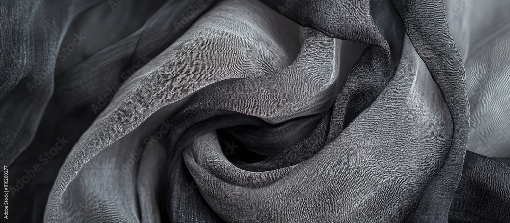 Aufkleber elegant gray silk fabric draped in soft waves against a dark background ideal for textiles and fashi