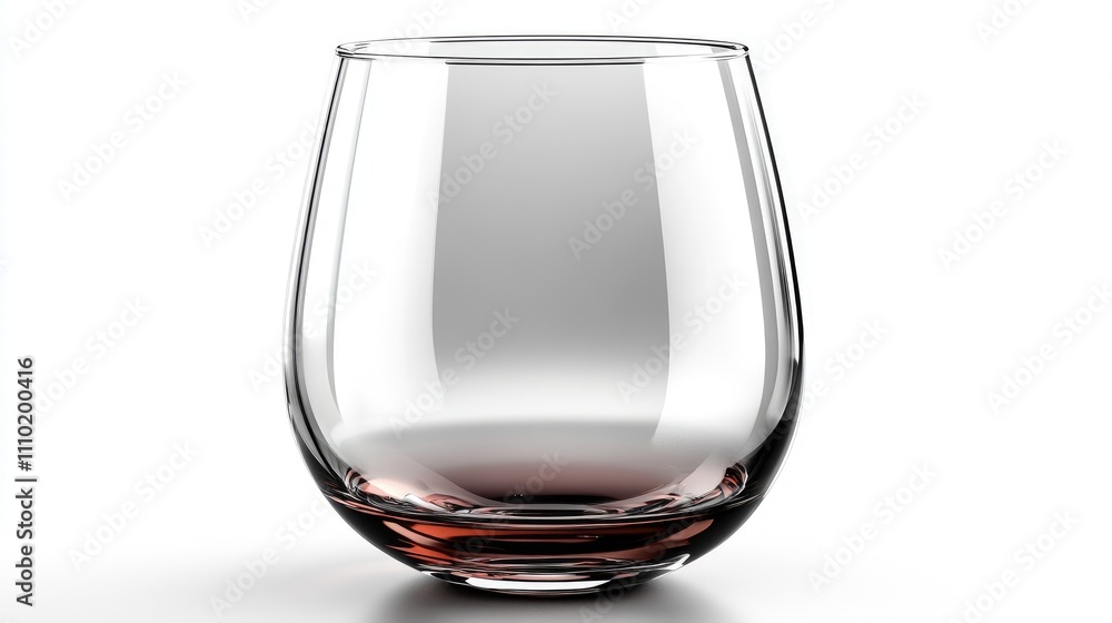 Poster elegant empty glass with a slight red tint on the bottom positioned on a clean white background for 
