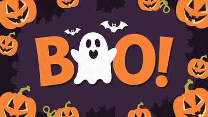 Spooky Halloween Boo! Ghost Pumpkin Design for Party Invitations, Cards, and Decorations