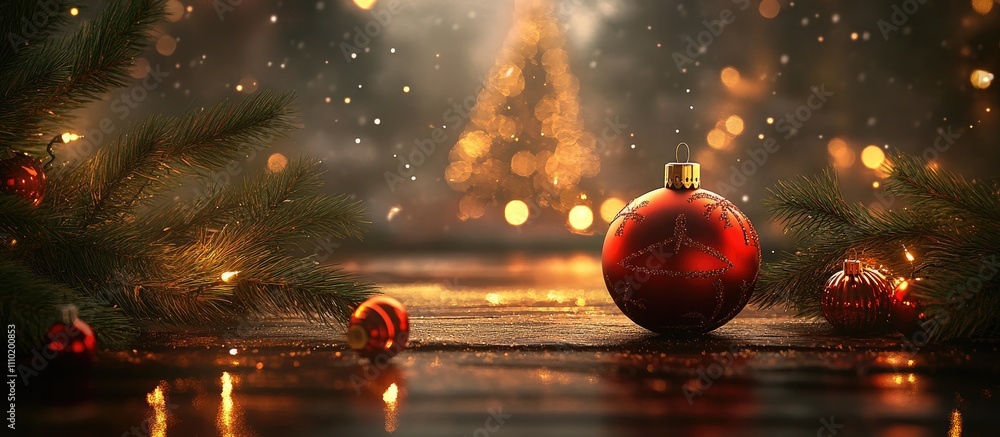 Poster elegant christmas setting with sparkling lights and decorations creating a festive atmosphere for ho