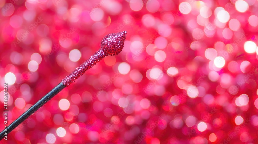 Poster sparkling sequins and a magical wand against a vibrant bokeh background perfect for whimsical themes