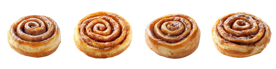 Fototapeta premium Cinnamon roll isolated on a white background. Mix Collection PNG.