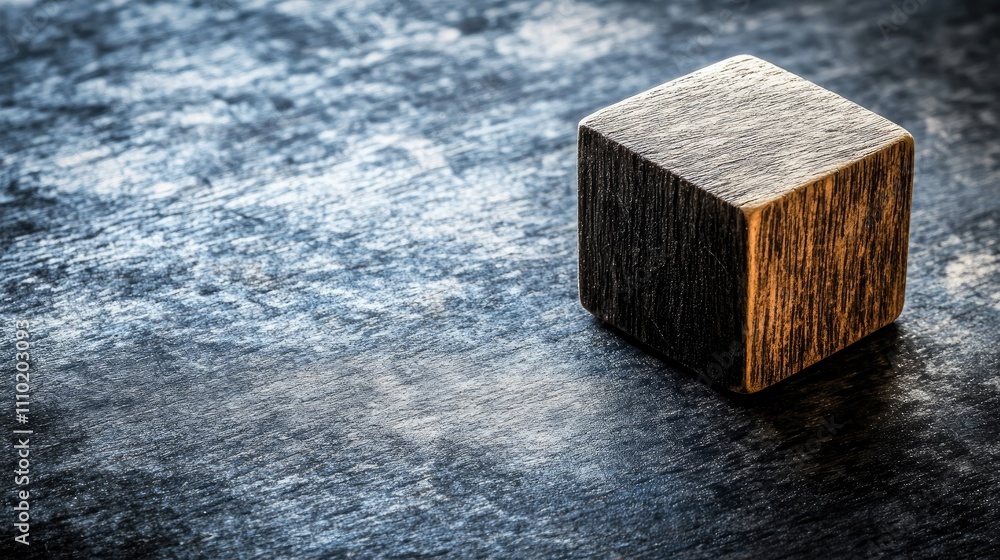 Poster wooden block on textured surface representing the concept of a proposal or idea presentation in a cr