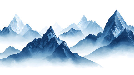 Serene Blue Mountain Range  Misty Peaks  Landscape