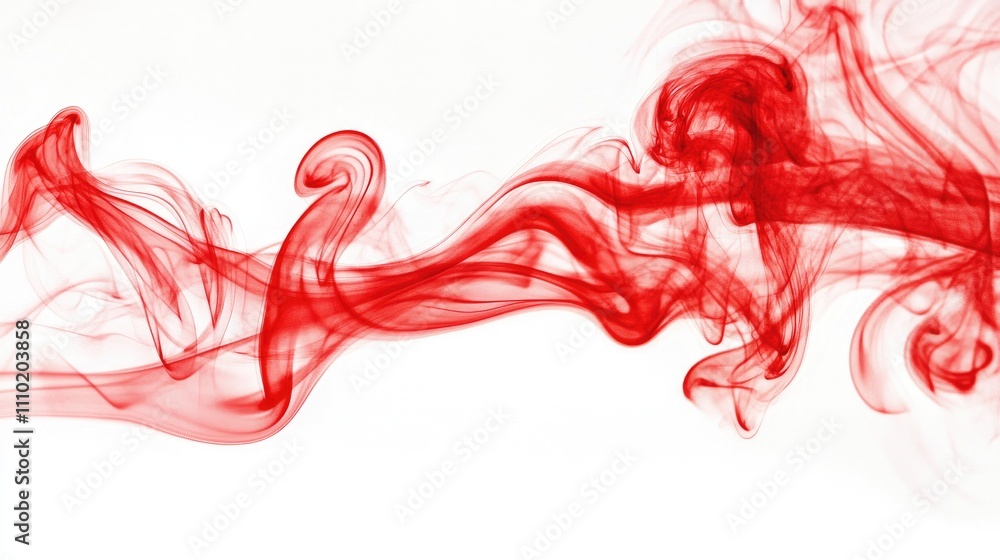 Poster vibrant red smoke swirls gracefully against a clean white background showcasing movement and texture