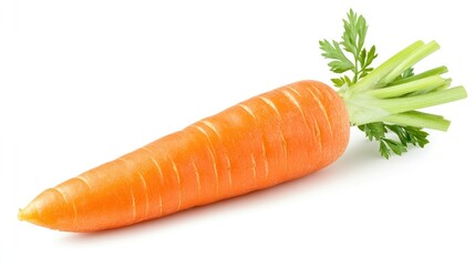 Fresh orange carrot with green leaves isolated on white background natural healthy food concept with clipping path