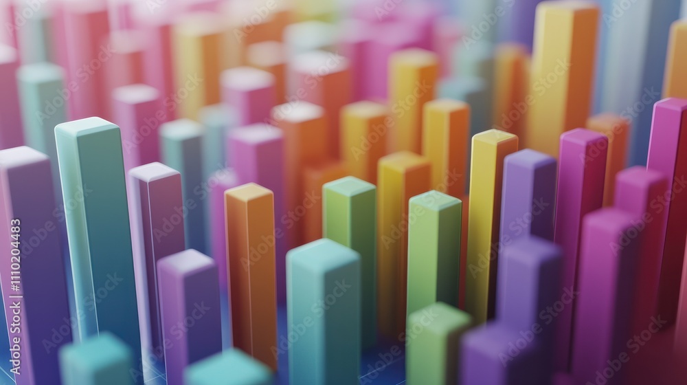 Poster collection of colorful charts and graphs visualizing data for business and finance analysis.