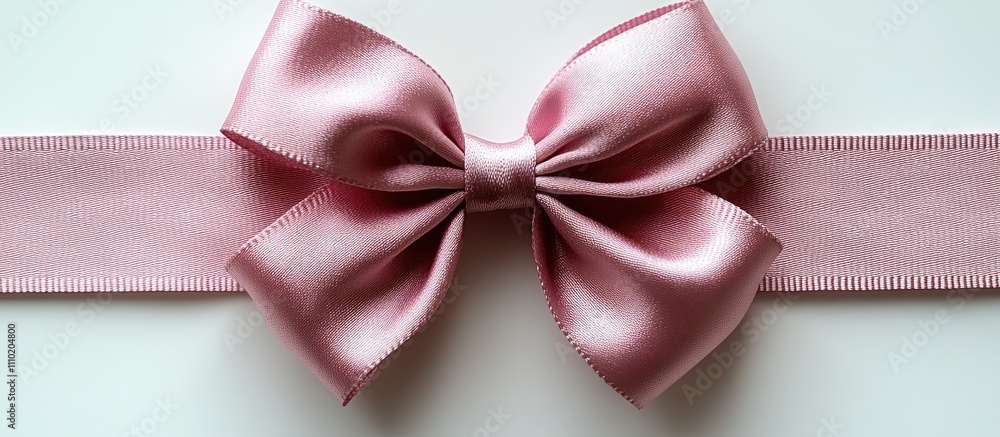 Poster elegant pink satin bow with ribbon on a clean white background for festive or decorative themes in d