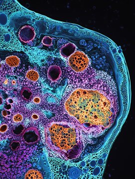 Microscopic imagery reveals ectoderm cells' complex structures, emphasizing their crucial role in human development and biology.