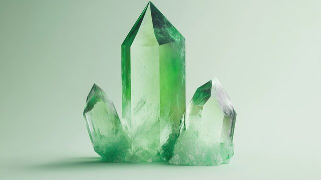 Potassium perchlorate crystal in vibrant green formation isolated on soft background for chemical and industrial applications