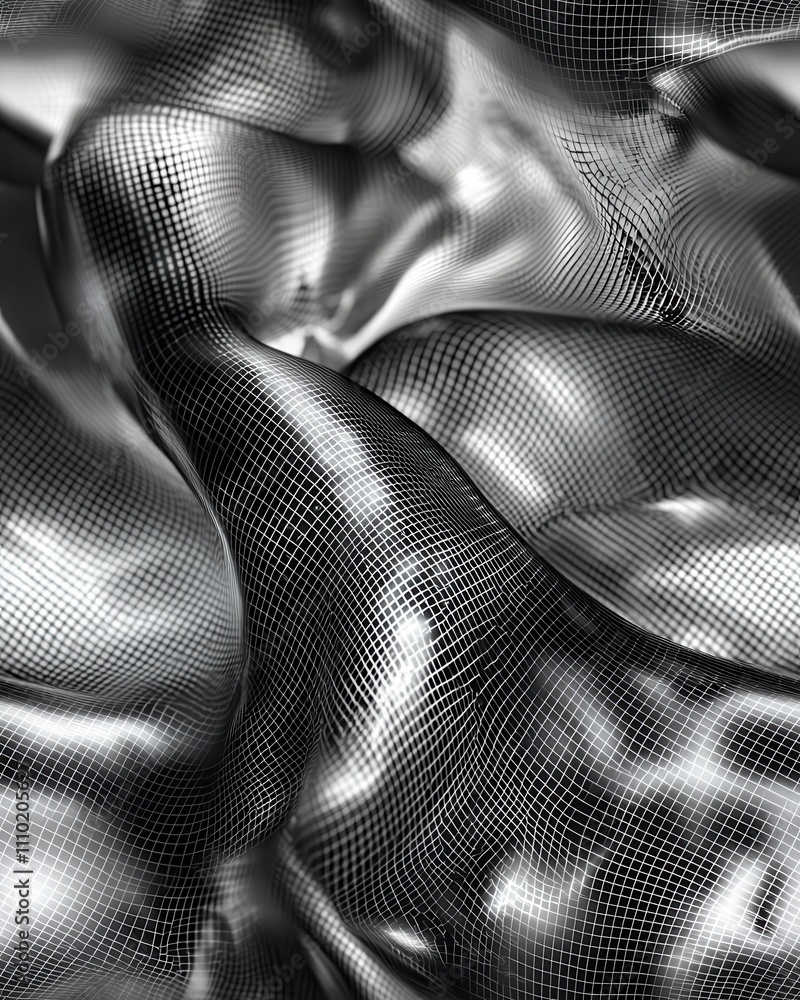 Aufkleber dynamic flowing metallic textures abstract art scene digital futuristic environment close-up perspec