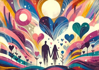 Fototapeta premium Amor Geométrico: Dia de San Valentín