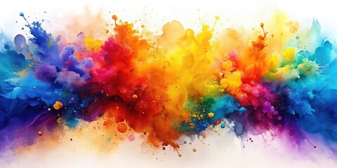 Fototapeta premium A vibrant explosion of color bursts forth from a blank canvas, creating a kaleidoscope of abstract shapes and textures.