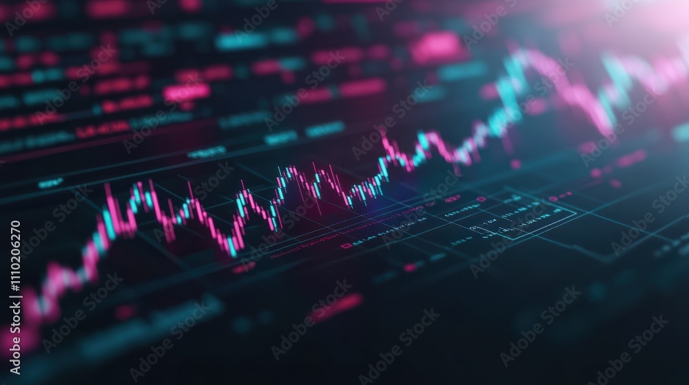 Poster dynamic stock market graph displaying financial trends and growth, showcasing data visualization in 