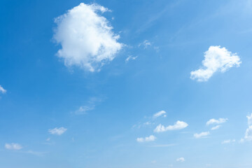 Sunny Day Blue Sky with Fluffy White Clouds Background