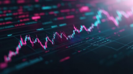 Dynamic stock market graph displaying financial trends and growth, showcasing data visualization in a modern urban setting.