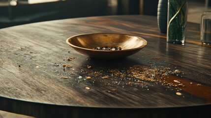 Obraz premium Rustic wooden kitchen table with mixed vegetables and seasonings prepared for cooking in a cozy ambiance